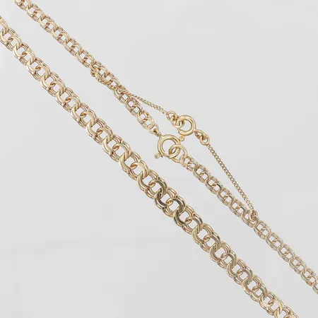 Kedja, doserad Bismarck, längd: 47 cm, bredd: 3 - 6 mm, 18K guld. Vikt: 12 g