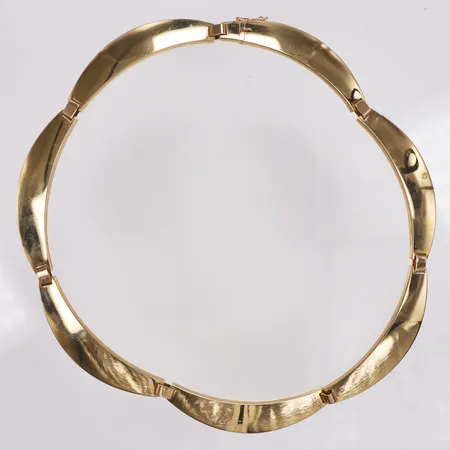 Collier, halvstelt, längd ca24,5cm, bredd 7-11,5mm, Francs Guld, år 1986, 18K Vikt: 52,3 g
