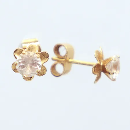 Ett par örhängen, vita stenar, 1,4cm, 18k  Vikt: 1 g