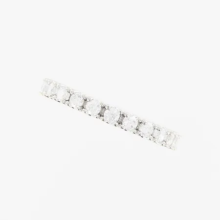 Ring, helallians, vita stenar, stl 15, bredd 2mm, vitguld, Glamira, etui med lampa, 9K Vikt: 1,5 g