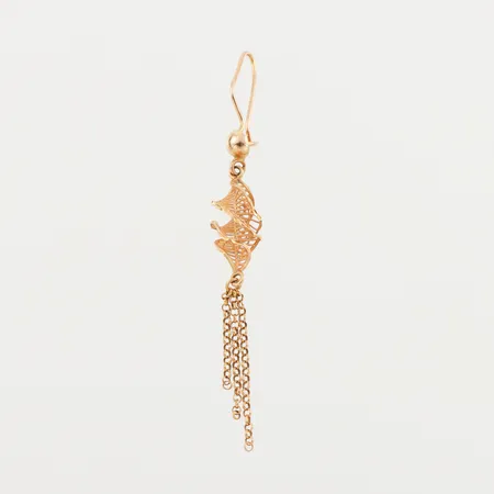 Örhänge udda, höjd ca 70 mm, ej stämplat, 18k. Vikt: 1,9 g