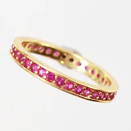 Ring med rosa stenar, helallians, stl 16, bredd: 2,5mm, SASB, förgyllt silver 925/1000 Vikt: 1,6 g