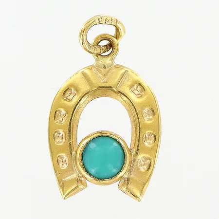 Hänge, hästsko, turkos sten, 10x18mm, 18K Vikt: 0,6 g