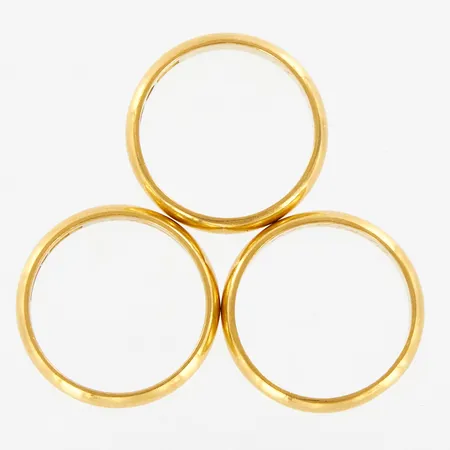 Tre släta ringar, gravyrer, 23K,  Vikt: 18,3 g