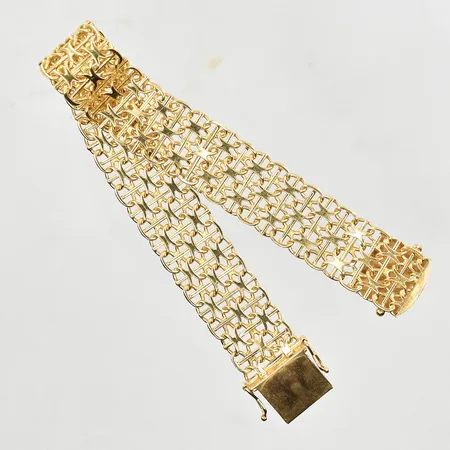 Armband X-länk med stav, längd 21 cm, bredd 15 mm, 18K. Vikt: 34 g