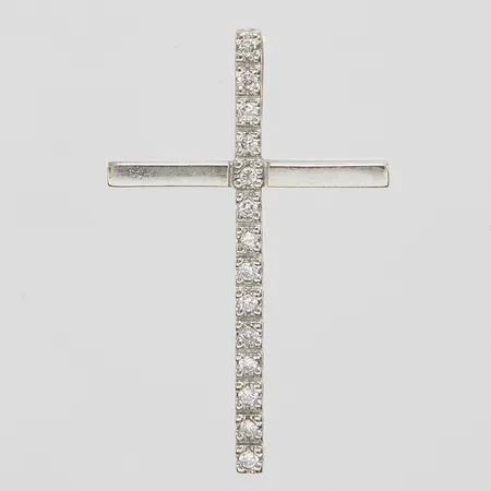 Hänge, kors med 14 diamanter 0,77ctv enligt gravyr, 28,3x17,9mm, vitguld, 18K Vikt: 1,7 g