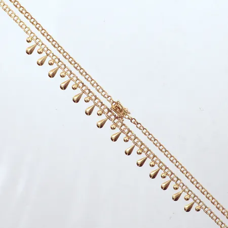Collier doserad Bismarck, längd 43,5cm, bredd 2,8-3,3mm, bredd med detaljer 9,2mm, kistlås, 18K Vikt: 6,8 g