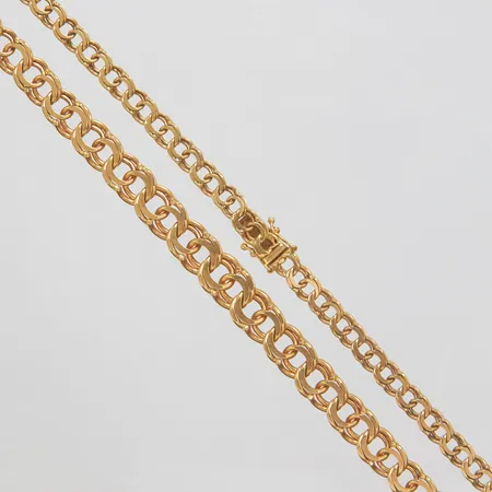 Collier, doserad Bismarck, längd: 45,2cm, bredd: 5,5-9,3mm, svenska stämplar, 18K Vikt: 33,8 g