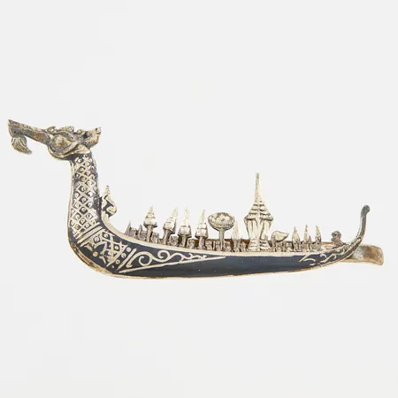Slipsklämma, Vikingaskepp med emalj, 80x35mm, Sterling, silver 925/1000 Vikt: 8,2 g