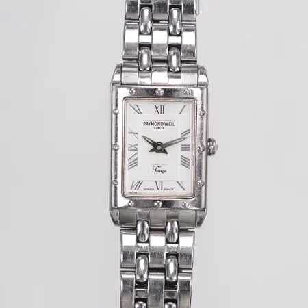 Damur Raymond Weil Tango, 22x18mm, quartz, referensnr: 5971, serienr: K043241, stållänk, viklås, batteribyte krävs, repor, inga tillbehör Vikt: 0 g
