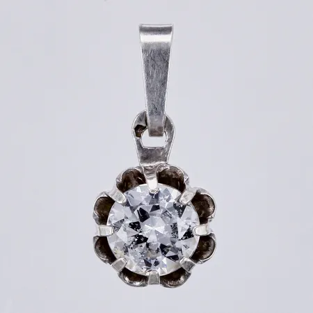 Hänge med vit sten, Ø8mm, 835/1000 silver Vikt: 0,8 g