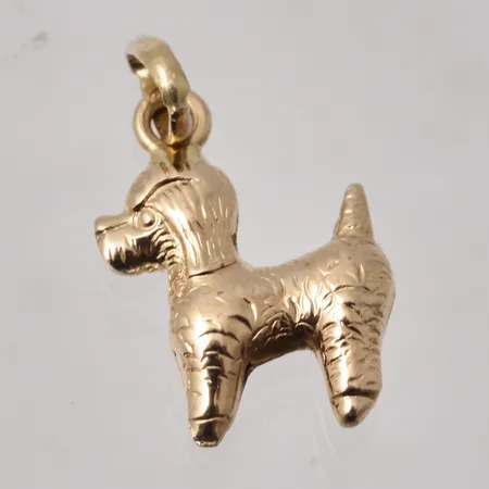Hänge i 18K guld, Pudel, mått 12x21,5mm, vikt 1,05g.