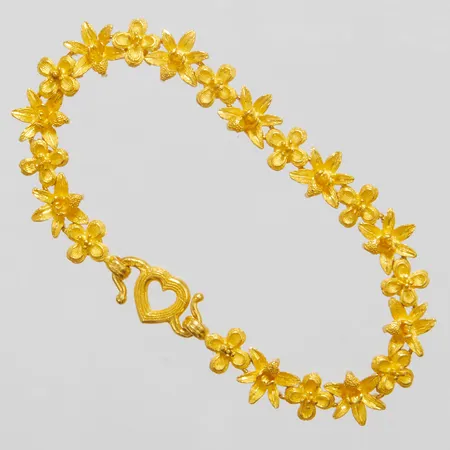 Armband, blommor, längd: 16cm, bredd: 7-8,5mm, liten skada på en blomma, Thaiguld, 23K Vikt: 15,8 g