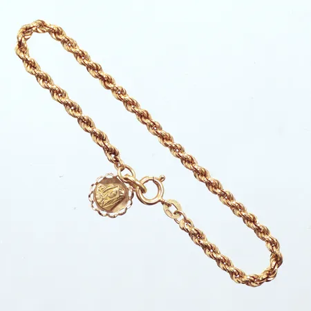 Armband Cordell, berlock madonna, Ø9,6mm, kängd15,5cm, bredd 2,9mm, 18K Vikt: 3,4 g