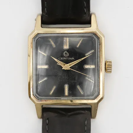 Damur Certina, guld på stål, manuell, ref-nr:4111 005, serie-nr:4107362, Ø28mm, armband 26cm, bruksskick, inga tillbehör. Vikt: 0 g