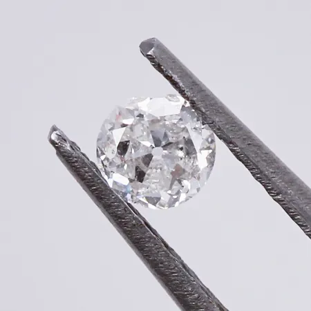 Lös diamant ca 1x0,17ct TW (F)/P, äldre slipning, nagg på gördel, kapad kulett 