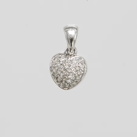 Hänge, hjärta med diamanter 36 x ca.0,0025ct, 8/8-slipade, 12x6,7mm, vitguld, 18K Vikt: 0,9 g