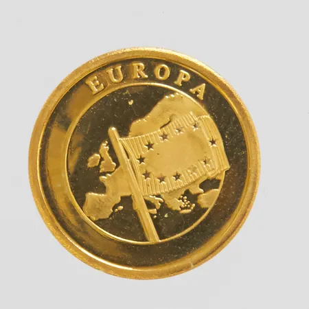 Medalj, "Haec Avtem Ovae Parasti Cvivs Ervnt", Tyskland, 1999, 10-årsjubileum av Berlinmurens fall, Ø13,5mm, plastfodral, äkthetscertifikat samt plastficka medföljer, 14K Vikt: 0,8 g