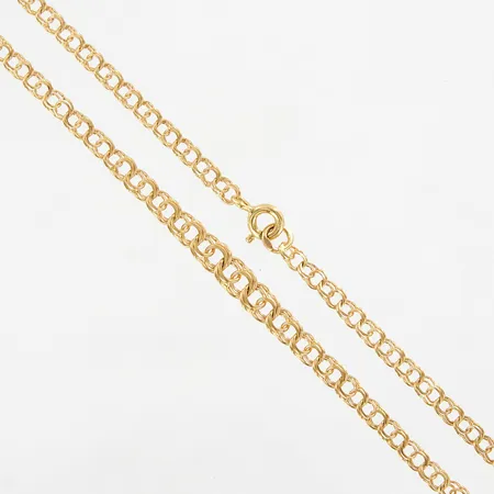 Collier Bismarck, doserat, 42cm, bredd 3-4mm, skevheter på länk, 18K Vikt: 5,2 g
