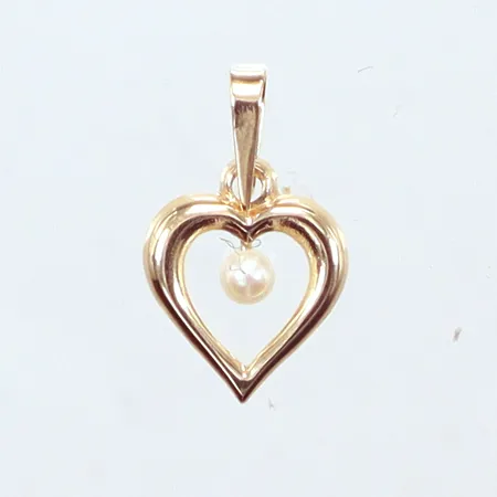 Hänge hjärta, pärla Ø3mm, längd 28mm, bredd 11,1mm, 18K Vikt: 0,3 g