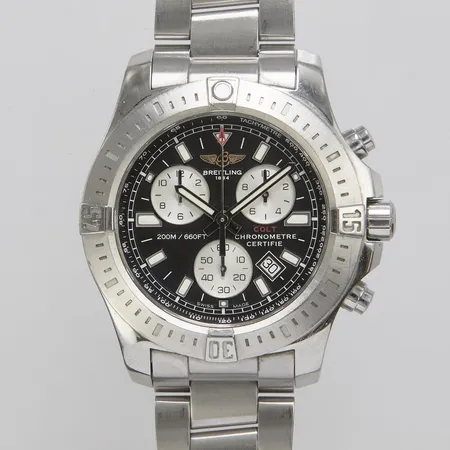 Herrur Breitling Colt, stål, quartz, 44mm, ref: A73388, snr: 6171648, safirglas, datum, kronograf, professional III länk, stål, viklås, två extra länkbitar, digitalt certifikat daterat 13-11-2018 Spanien, manual, box, ytterkartong.