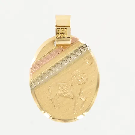 Hänge, 28x18mm, gul/röd/vitguld, 14K Vikt: 2,4 g