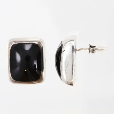 Ett par örhängen med svarta stenar, 17x21mm, Mexico, något skeva stift, silver 925/1000 Vikt: 14,2 g