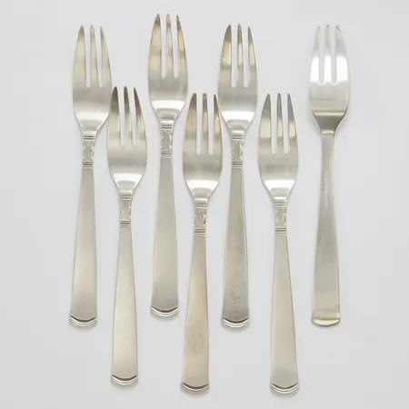 7 Tårtgafflar, 13,9cm, rosenholm, GAB, silver 830 Vikt: 132,2 g