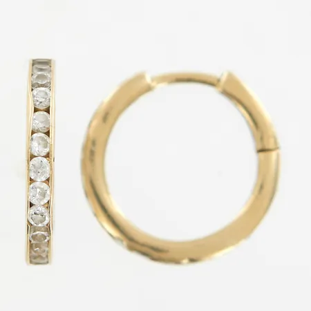 Ett par örhängen med vita stenar, Ø20mm, defekter, lösa stenar, 14K Vikt: 4,1 g