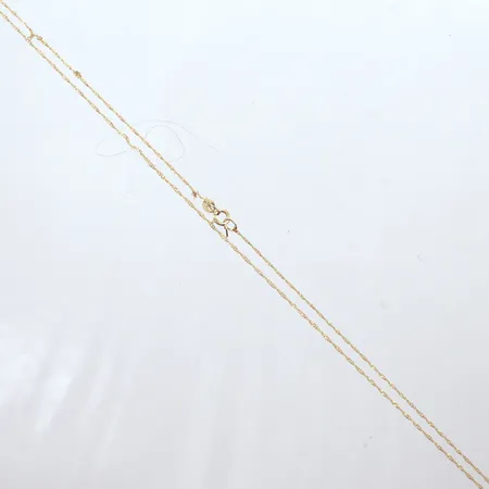 Kedja, längd 47,5cm, bredd 1mm, defekt trasig, 14K Vikt: 0,9 g