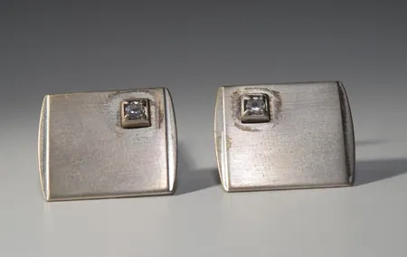 manschettknappar med sten, 1X1,5 cm, silver 830/1000 Vikt: 6,8 g