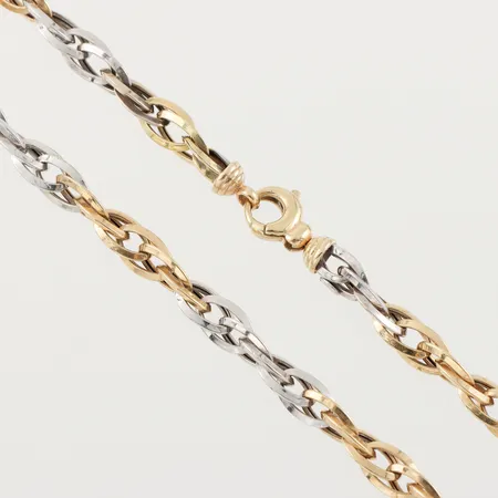 Collier röd och vitguld, längd ca 47 cm, bredd ca 6.8 mm, 14k. Vikt: 17,3 g