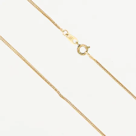 Kedja, 40,5cm, bredd 1mm, lås i metall, skevheter, 14K Vikt: 2,8 g