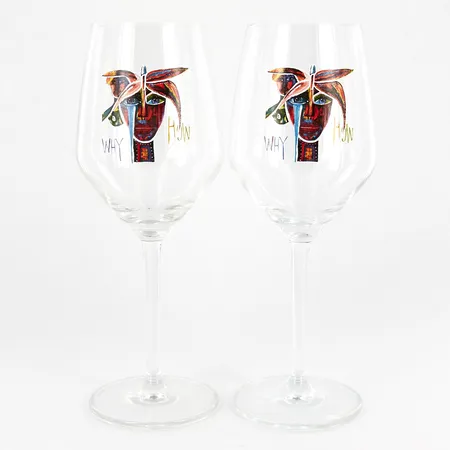 Två Rosé-/vitvinglas, Butterfly Messenger IV, Carolina Gynning, höjd ca 22cm, ca 40cl, originalkartonger  Skickas med paket.