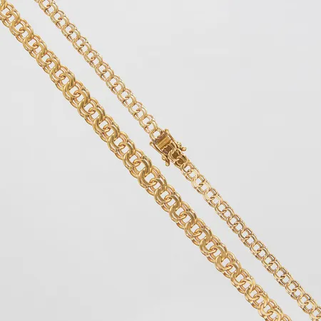 Collier, doserad Bismarck, längd: 43,2cm, bredd: 4-6,6mm, svenska stämplar, 18K Vikt: 16,6 g