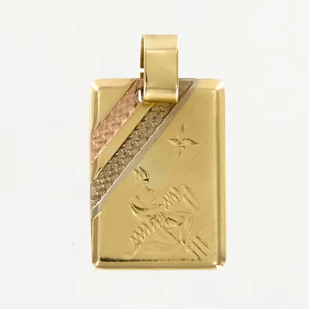 Hänge, 27x15mm, gul/röd/vitguld, 14K Vikt: 2,5 g