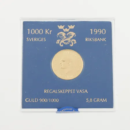 Mynt 1000 kronor, 22k. Vikt: 5,8 g