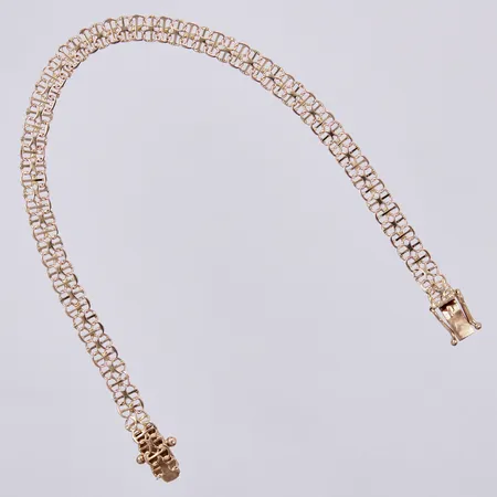 Armband X-länk med stav, längd: ca 19,5cm, bredd: ca 5,5mm, 14K  Vikt: 5,2 g