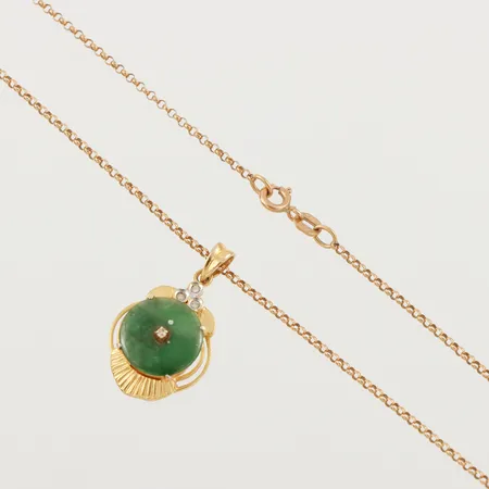 Collier med hänge, stenar, längd ca 42 cm, hängets höjd 27 mm, 18k. Vikt: 6,2 g