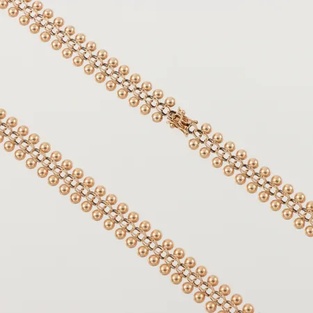 Collier, längd ca 43 cm, bredd ca 10 mm, 14k. Vikt: 12,5 g