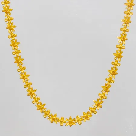 Collier, blommor, längd: 40,8cm, bredd: 7-8,5mm, Thaiguld, 23K Vikt: 38,8 g
