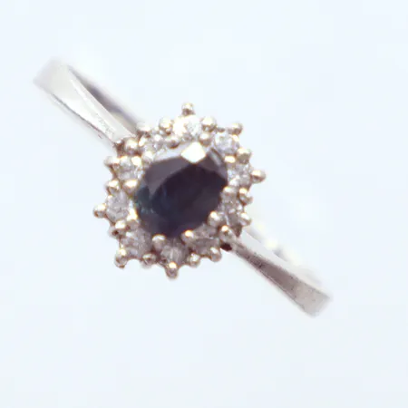 Ring silver blå och vita stenar, 925/1000, Ø19mm Vikt: 2,4 g