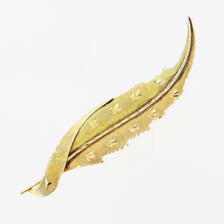Brosch, löv, 14x62mm, 18K Vikt: 3,3 g