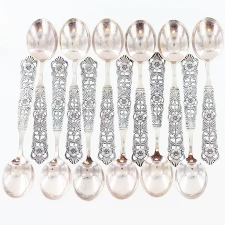 12 kaffeskedar, 115mm, GAB, silver 830/1000. Vikt: 160,3 g