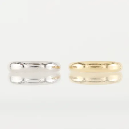 Ringar 2 st röd och vitguld, storlek 19 mm, bredd 2.7-5.1 mm, 18k. Vikt: 14,8 g