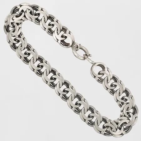 Armband, Bismarck, längd: 20 cm, bredd: 10 mm, felstämplad 18K, silver. Vikt: 20,8 g