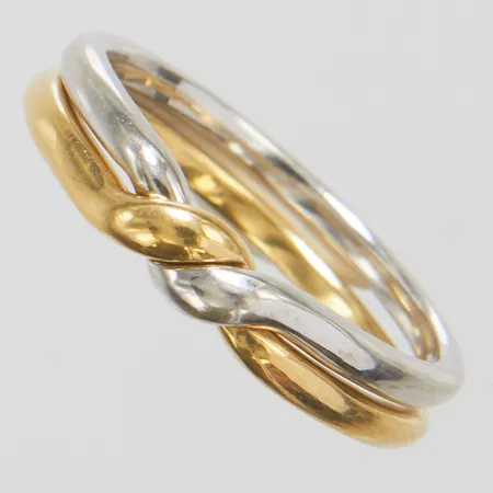 Ring, 17½, tvådelad, gg/vg, kattfot, 18K  Vikt: 4,2 g