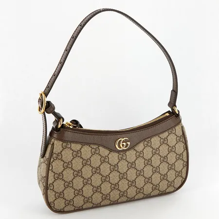 Väska, Gucci, Ophidia Small Shoulder bag, 25cm x 15cm x 6.5cm, refnr: 735145KAAAD, serienr: A043709171, mönstrad canvas med detaljer i läder, beslag i gulmetall, dustbag & kartong, med kvitto från Gucci, Stockholm, 2025, fint skick,