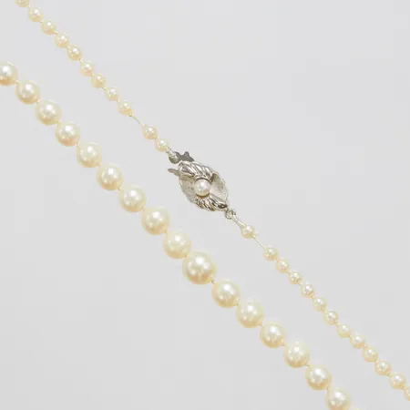 Pärlcollier med odlade saltvattenpärlor, doserat, Ø3-7mm, behov av omträdning, lås i silver, 925/1000, bruttovikt 12,3g Vikt: 12,3 g