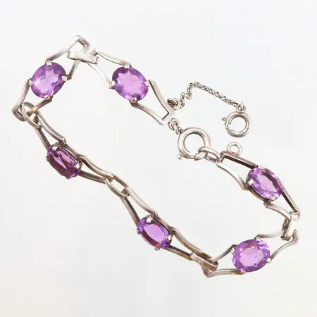 Armband med lila stenar, 19cm, bredd: 2-8mm, säkerhetskedja, silver 925/1000 Vikt: 11,7 g